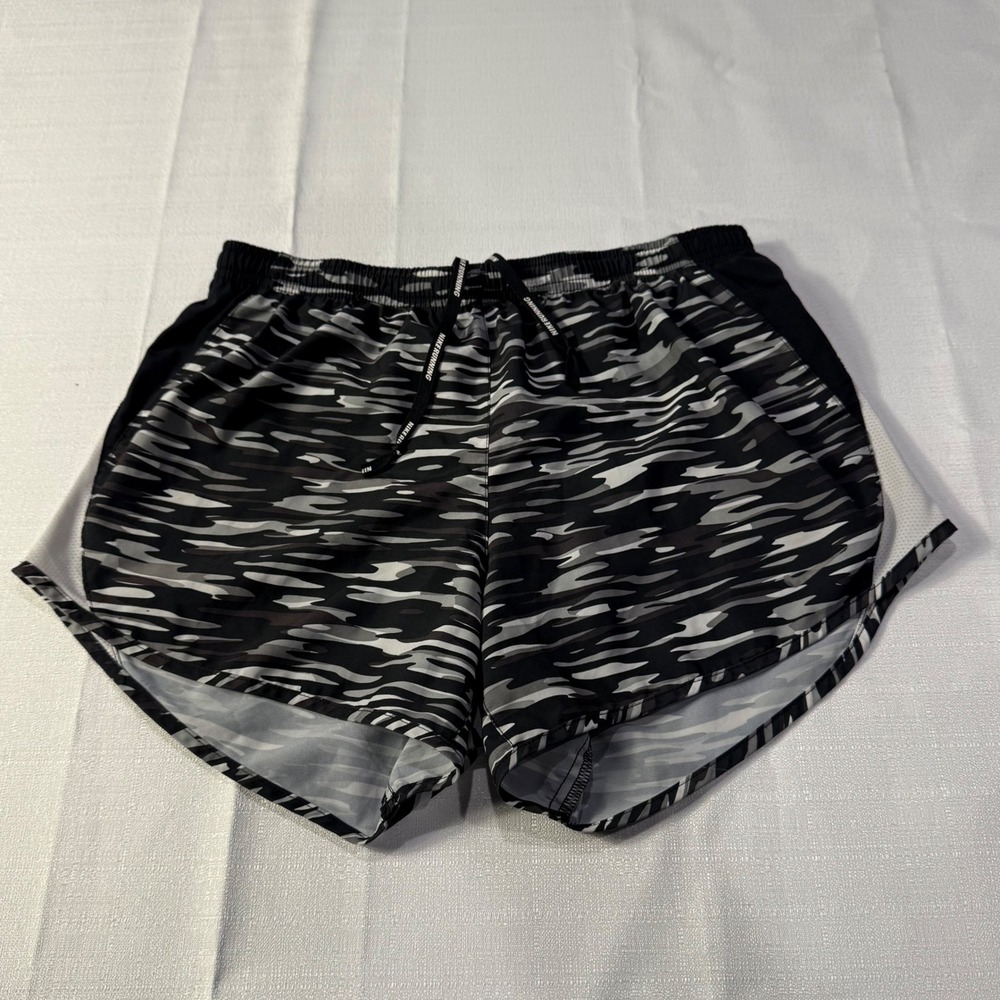 Nike Dri-FIT Running Shorts Women's Size S‎ Small Black Gray White Camo Athletic